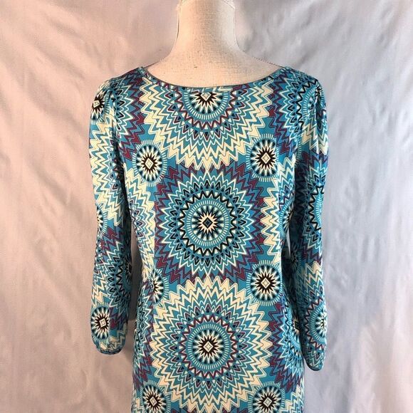 Felicity & Coco Jersey Multi Color Shift Dress 3/4 Length Sleeves M - Picture 8 of 10
